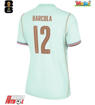 Francia Bradley Barcola #12 Segunda Equipación Mujer Mundial 2026 Manga Corta